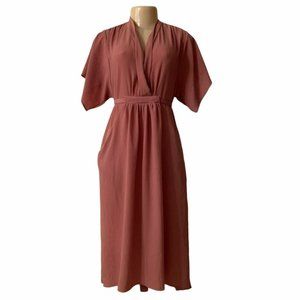 ZARA Short Sleeve Plush Pink Maxi Dress Size XS